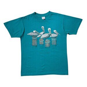 90s Vintage Pelican T-shirt Single Stitch Panama City Beach Cracked Faded Birds.